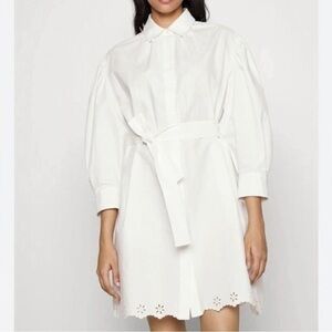 MAX MARA Corinto Linen Blend White Button Down Shirt Dress Size XL